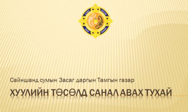 ХУУЛИЙН ТӨСӨЛД САНАЛ АВАХ ТУХАЙ