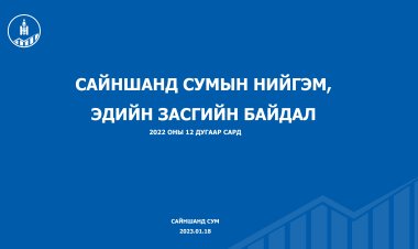 САЙНШАНД СУМЫН НИЙГЭМ ЭДИЙН ЗАСГИЙН ҮЗҮҮЛЭЛТ, СУДАЛГАА